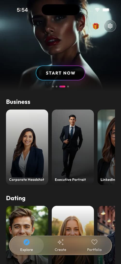 SelfAI AI Photo Studio mobile app preview screenshot