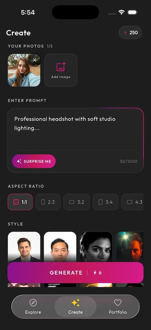 SelfAI AI Headshot Generator app screenshot 2